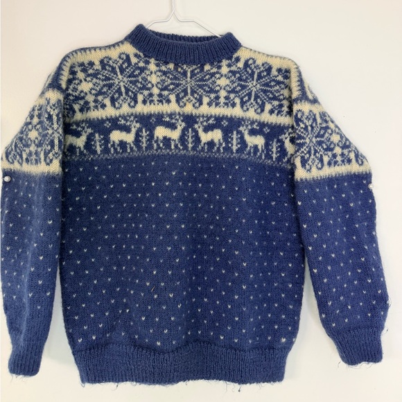 Vintage Norwegian Wool Reindeer Sweater Lulle Otterstad Oslo XS Small